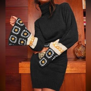 BoHo Turtle Neck Winter Dress